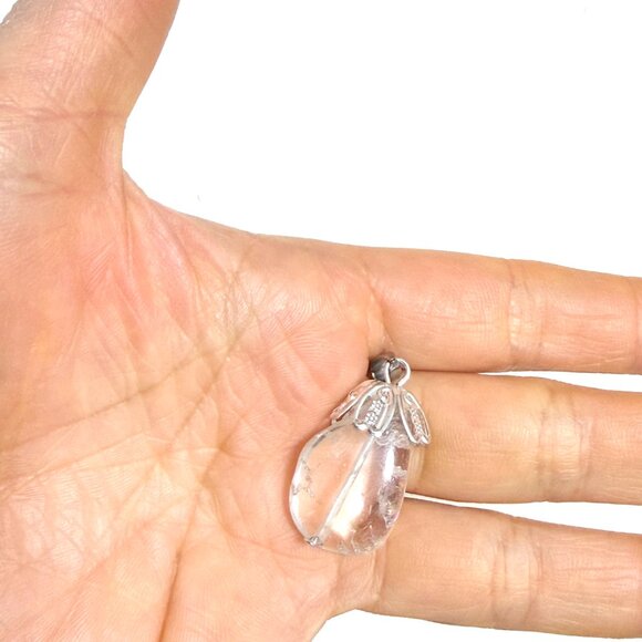 2/$20, Natural Clear Quartz Pendant, Large Tumbled Genuine Gemstone Pendant - Picture 11 of 11
